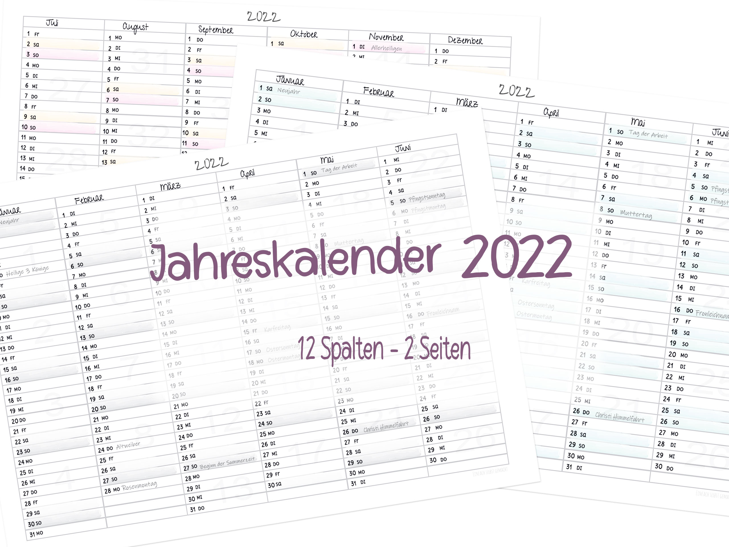 Kalender 2022 – 6 Spalten
