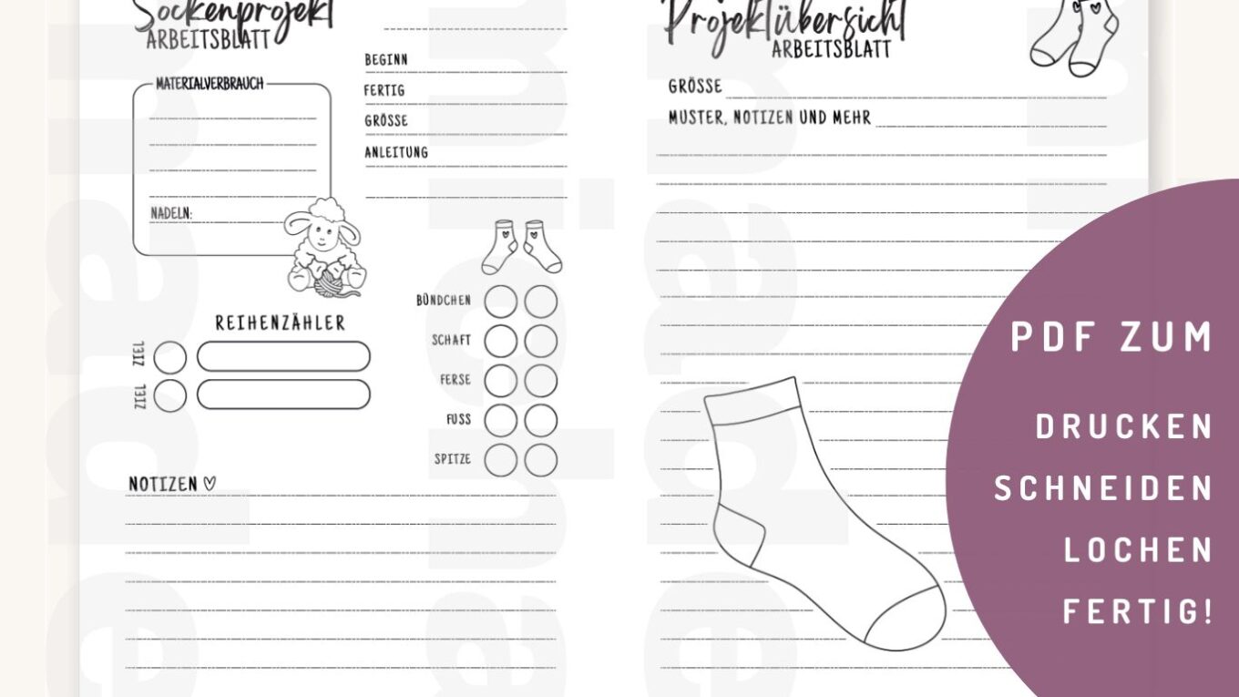 Das Arbeitsblatt für Sockenstricker – alles im Blick, ganz ohne Zettelchaos!